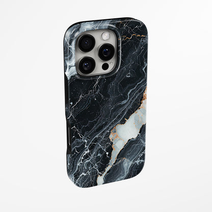 Side view of shell cover with design of  Lunar Gold Magsafe Iphone Tough Case by Marivor