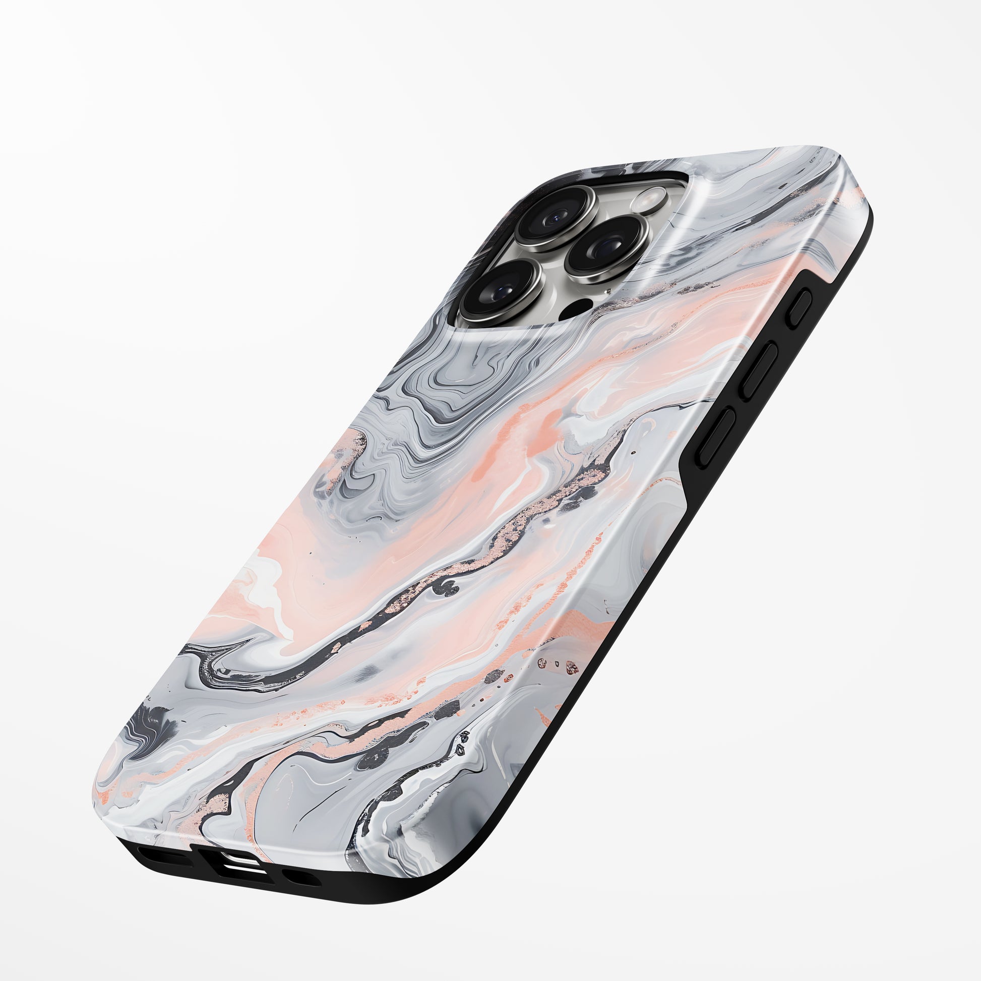 Charging port and volume up/down buttons with  Lunar Rose Magsafe Tough Iphone Case by Marivor