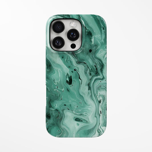Front view of green Malachite Dream MagSafe Tough iPhone Case by Marivor