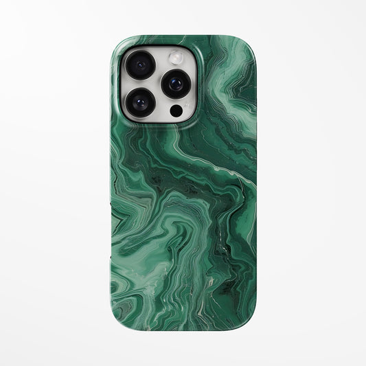 Front view of green Malachite Veil MagSafe iPhone Tough Case by Marivor