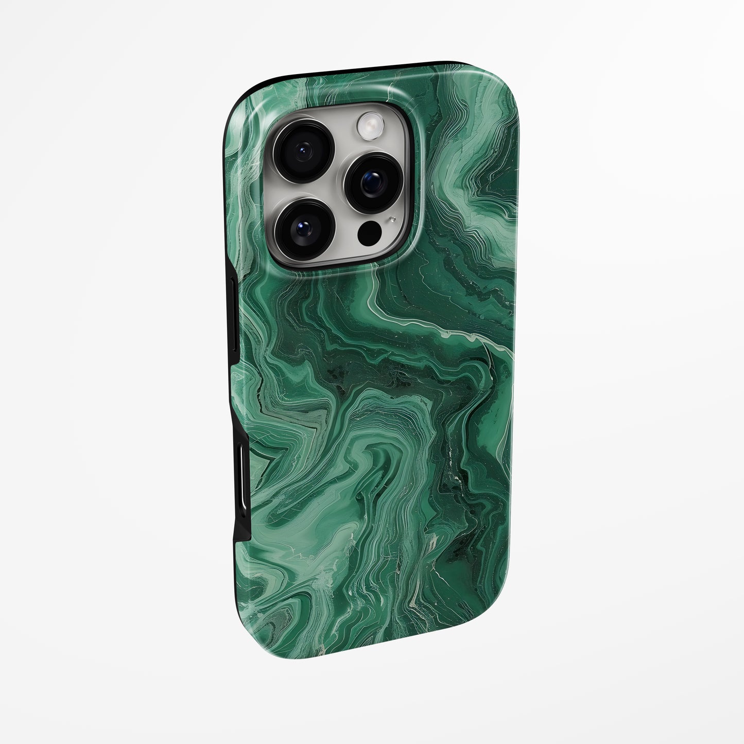 Side view of shell cover with design of  Malachite Veil Magsafe Iphone Tough Case by Marivor