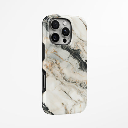 Unlock and capture buttons with  Marble Noir Magsafe Iphone Tough Case by Marivor
