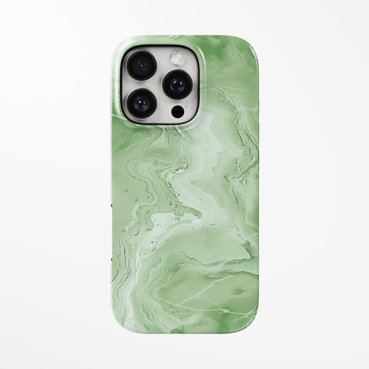 Front view of light-green Matcha Marble MagSafe Tough iPhone Case by Marivor
