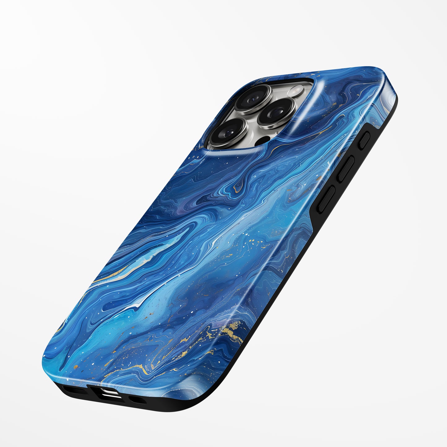 Charging port and volume up/down buttons with  Midnight Azure Magsafe Iphone Tough Case by Marivor