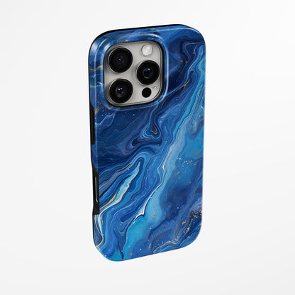 Side view of shell cover with design of  Midnight Azure Magsafe Iphone Tough Case by Marivor