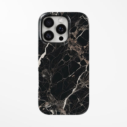 Front view of black Midnight Cracks MagSafe iPhone Tough Case by Marivor