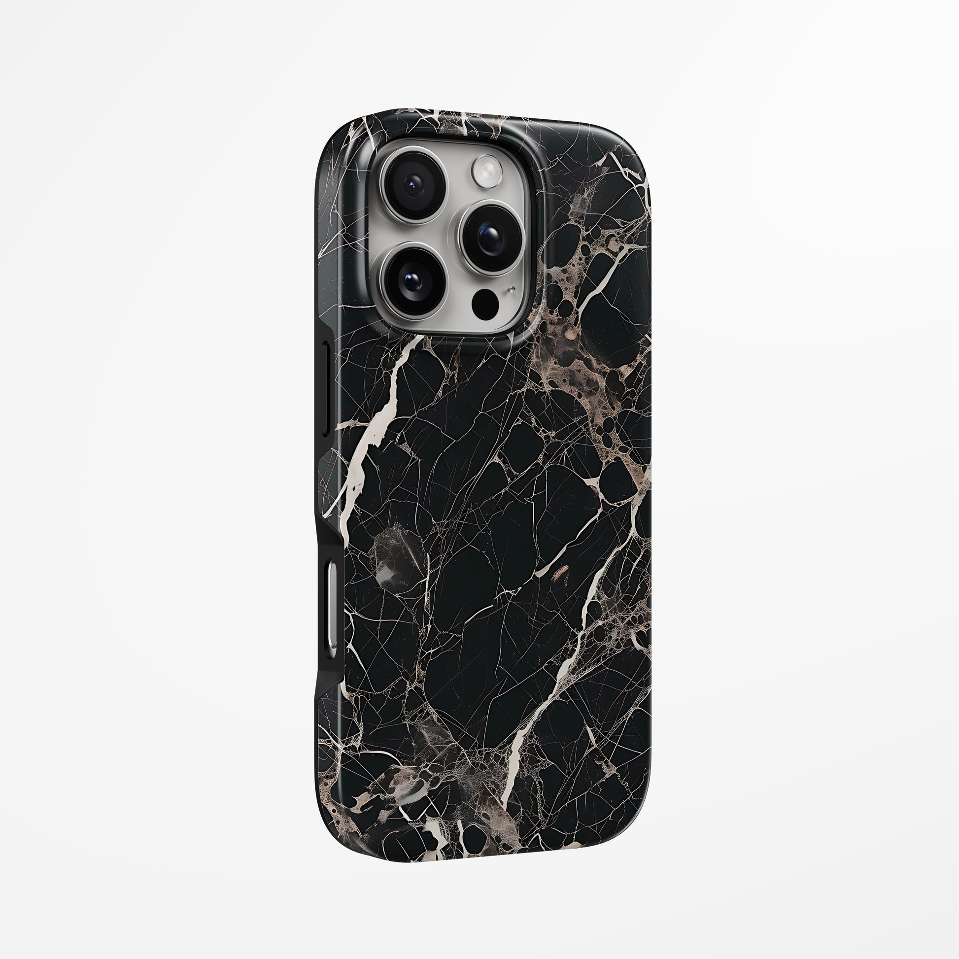 Unlock and capture buttons with  Midnight Cracks Magsafe Iphone Tough Case by Marivor