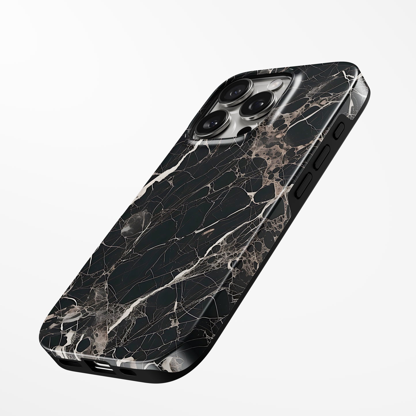 Charging port and volume up/down buttons with  Midnight Cracks Magsafe Iphone Tough Case by Marivor