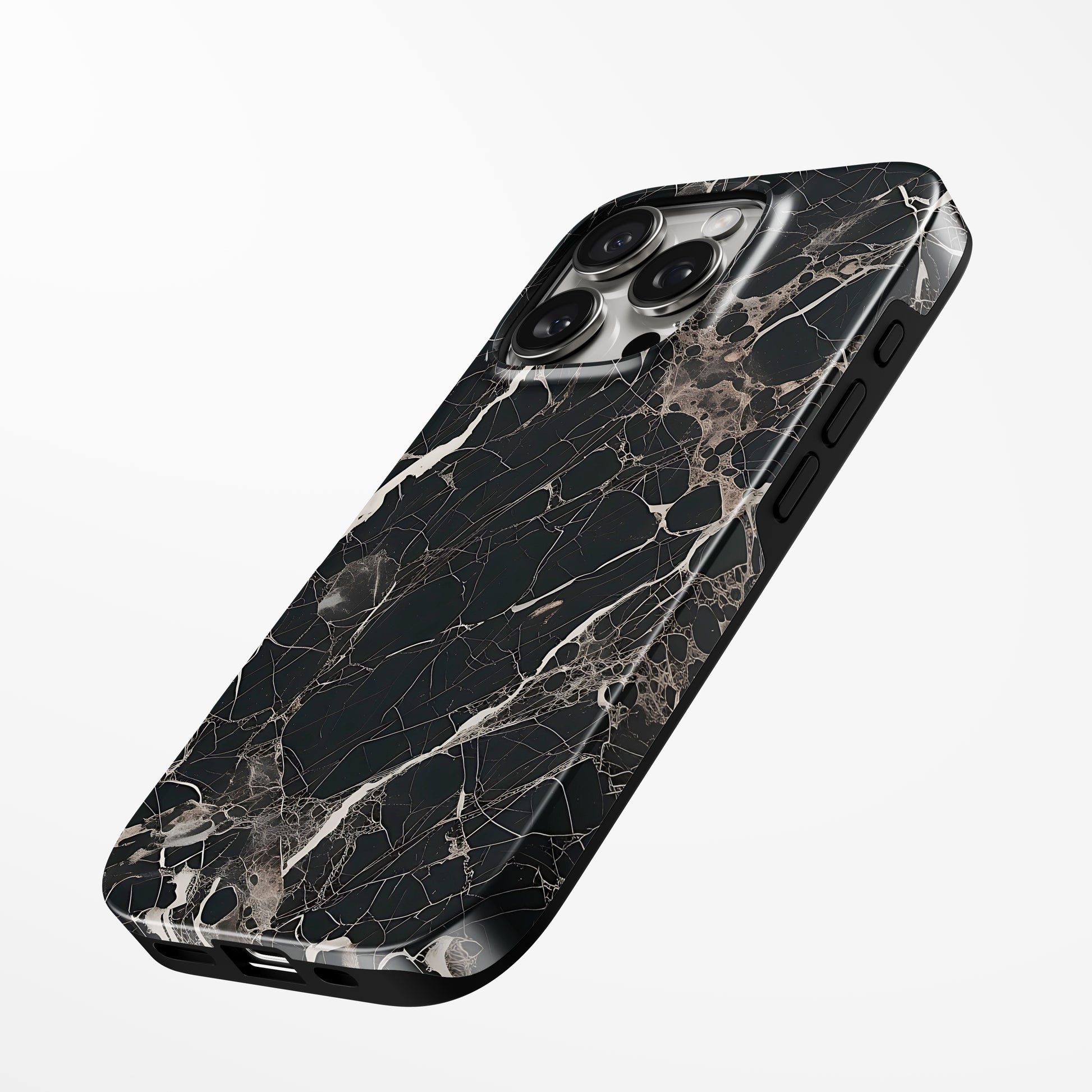 Charging port and volume up/down buttons with  Midnight Cracks Magsafe Iphone Tough Case by Marivor