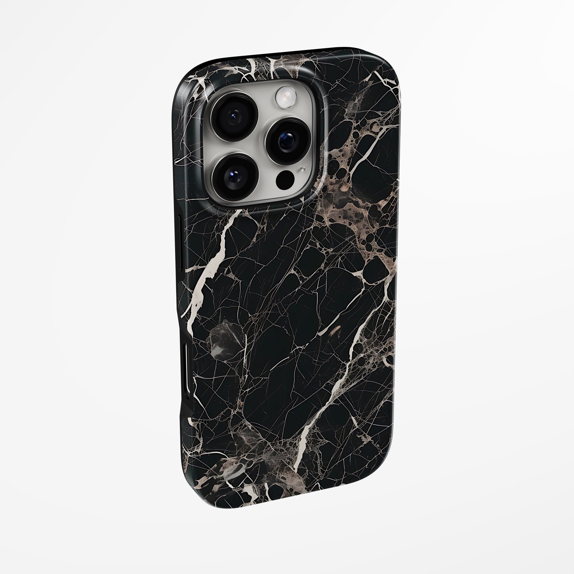 Side view of shell cover with design of  Midnight Cracks Magsafe Iphone Tough Case by Marivor