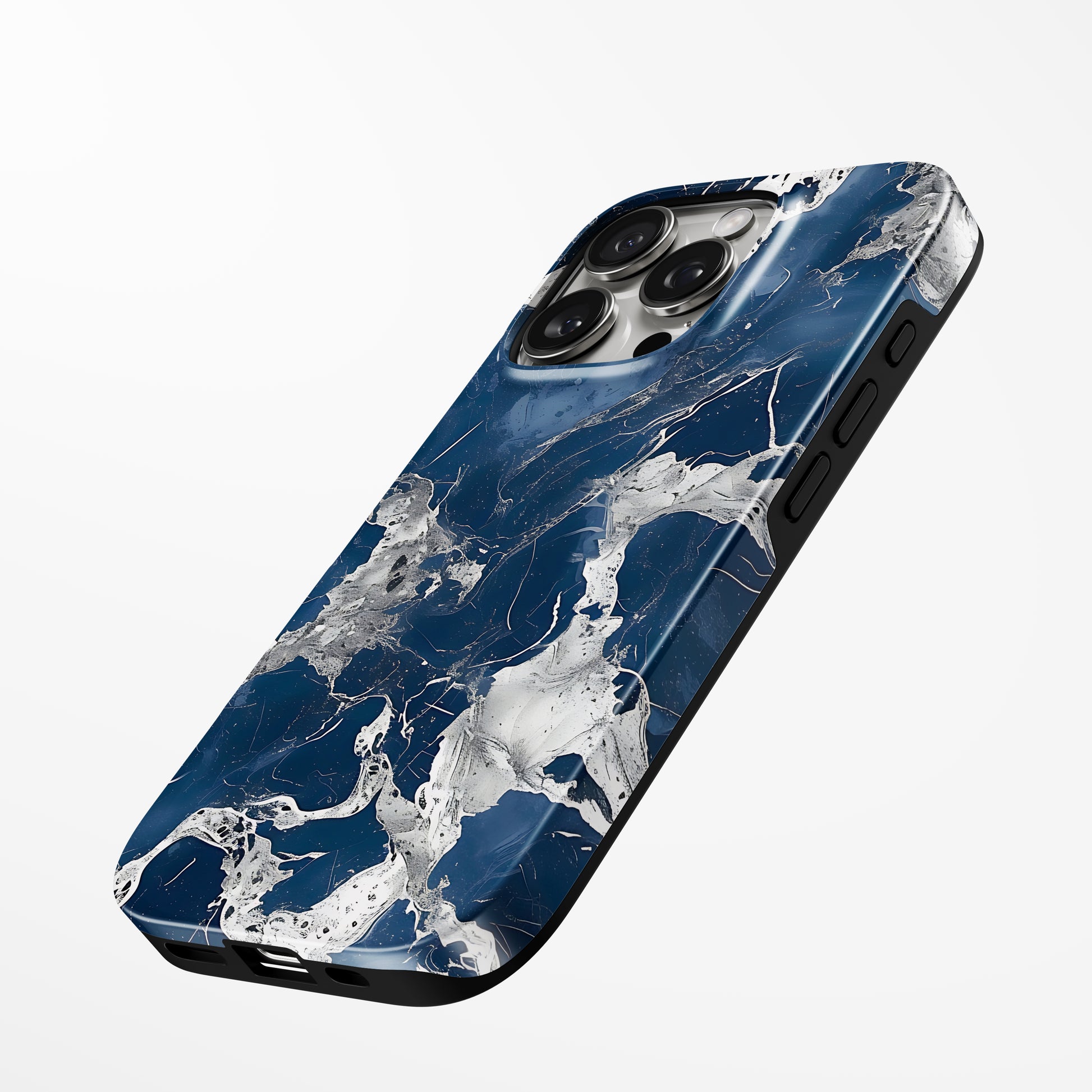 Charging port and volume up/down buttons with  Midnight Flow Magsafe Iphone Tough Case by Marivor