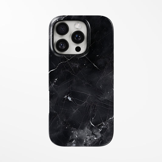 Front view of black Midnight Mistakes MagSafe iPhone Tough Case by Marivor