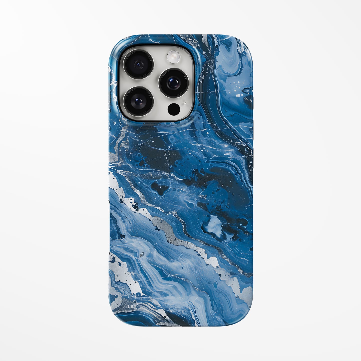 Front view of dark-blue Midnight Tide MagSafe iPhone Tough Case by Marivor