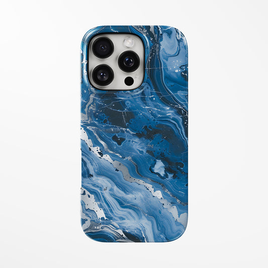 Front view of dark-blue Midnight Tide MagSafe iPhone Tough Case by Marivor