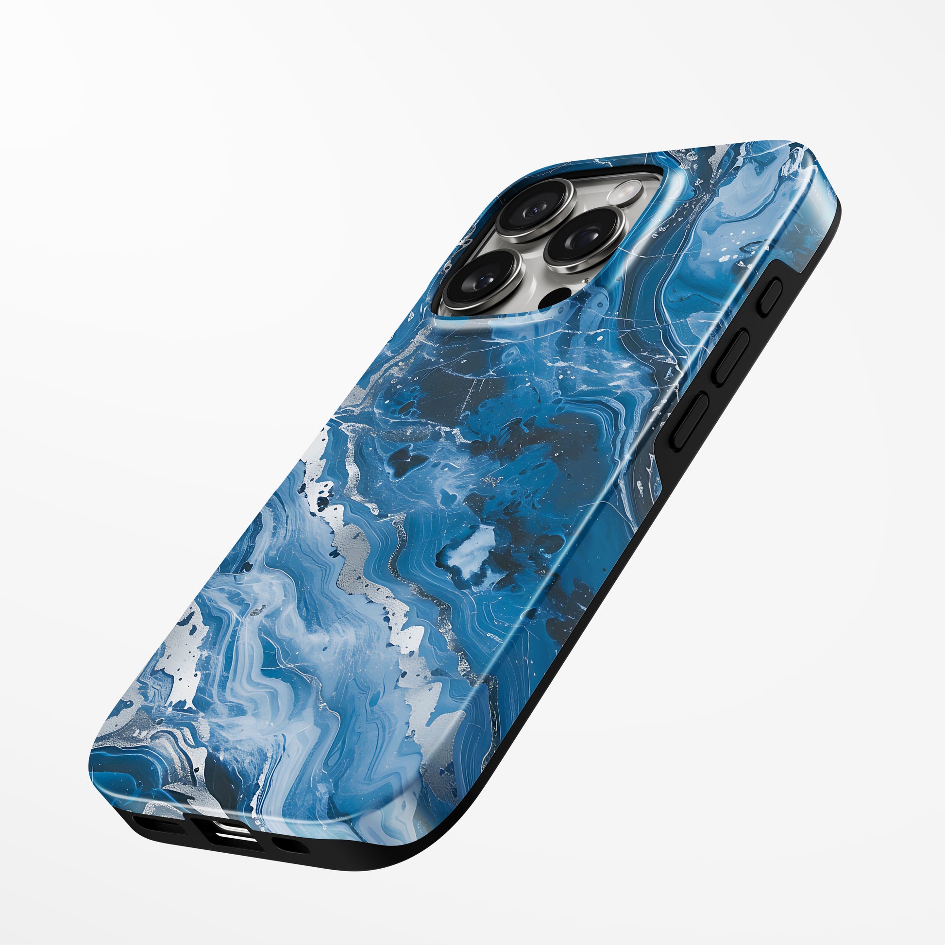Charging port and volume up/down buttons with  Midnight Tide Magsafe Iphone Tough Case by Marivor