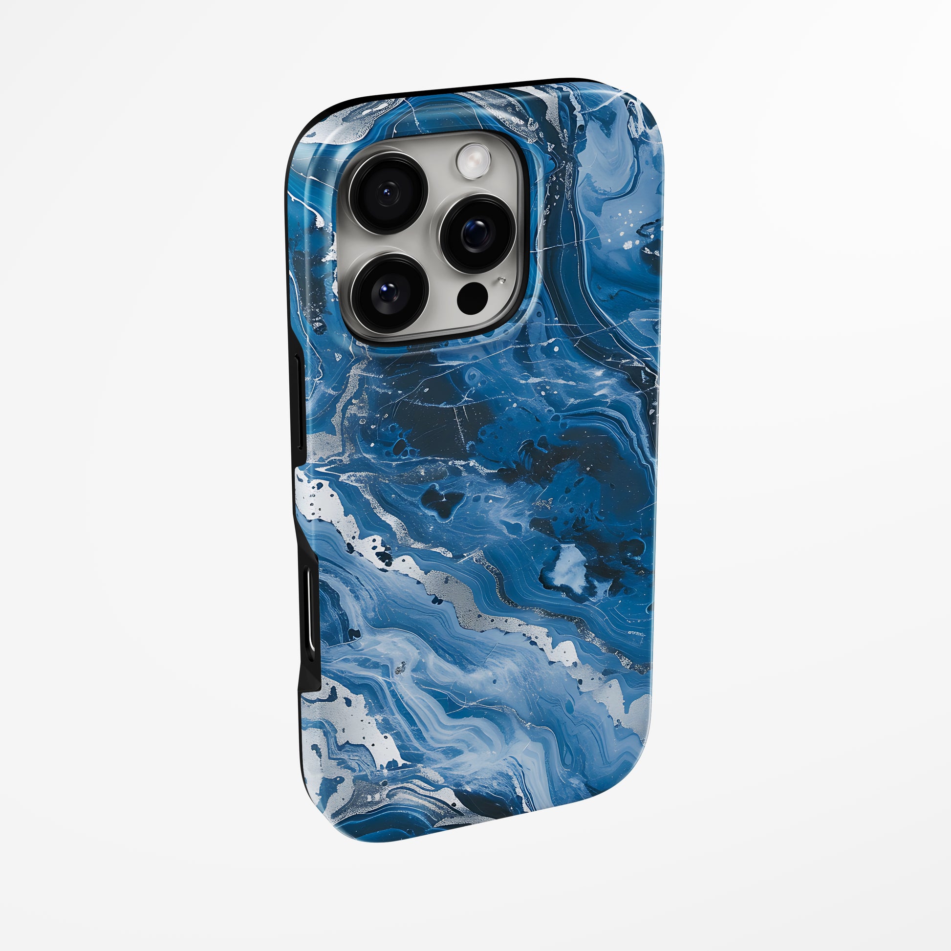 Side view of shell cover with design of  Midnight Tide Magsafe Iphone Tough Case by Marivor