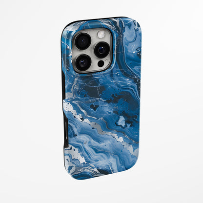 Side view of shell cover with design of  Midnight Tide Magsafe Iphone Tough Case by Marivor