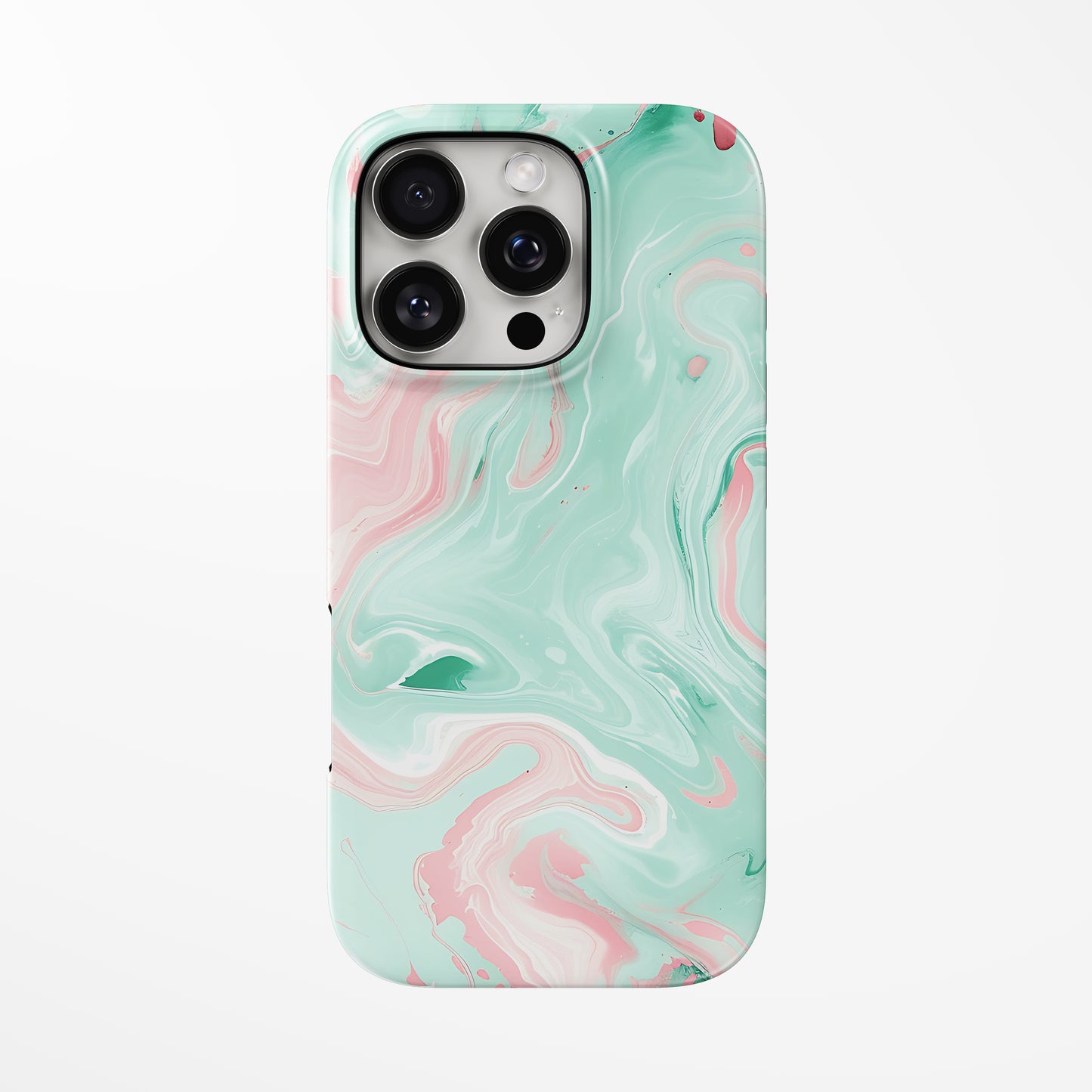 Front view of light-green Mint Blossom MagSafe iPhone Tough Case by Marivor