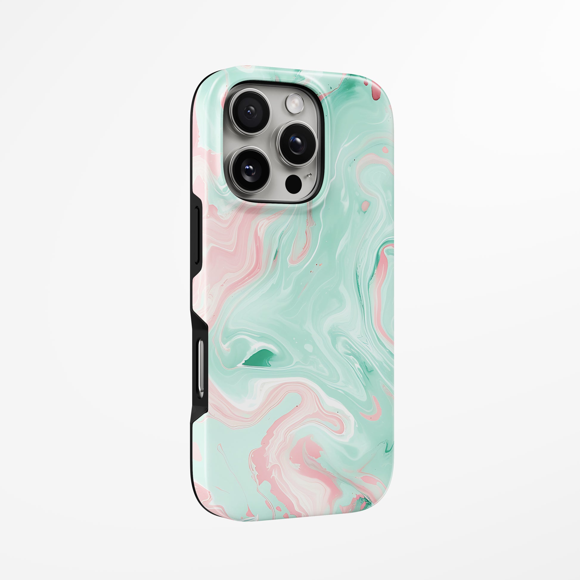 Unlock and capture buttons with  Mint Blossom Magsafe Iphone Tough Case by Marivor