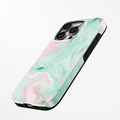 Charging port and volume up/down buttons with  Mint Blossom Magsafe Iphone Tough Case by Marivor