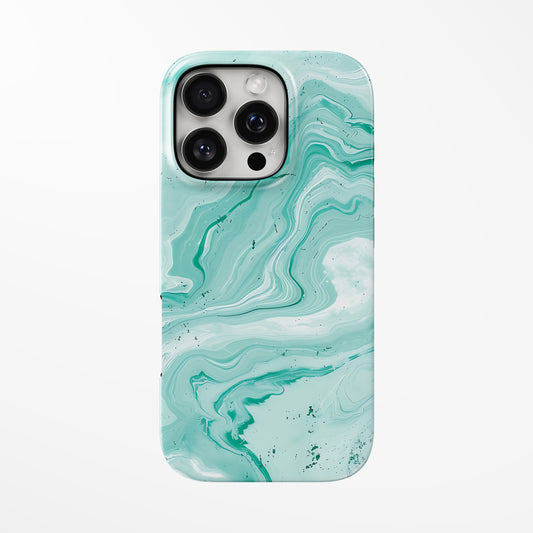 Front view of turquoise Mint Flow MagSafe iPhone Tough Case by Marivor