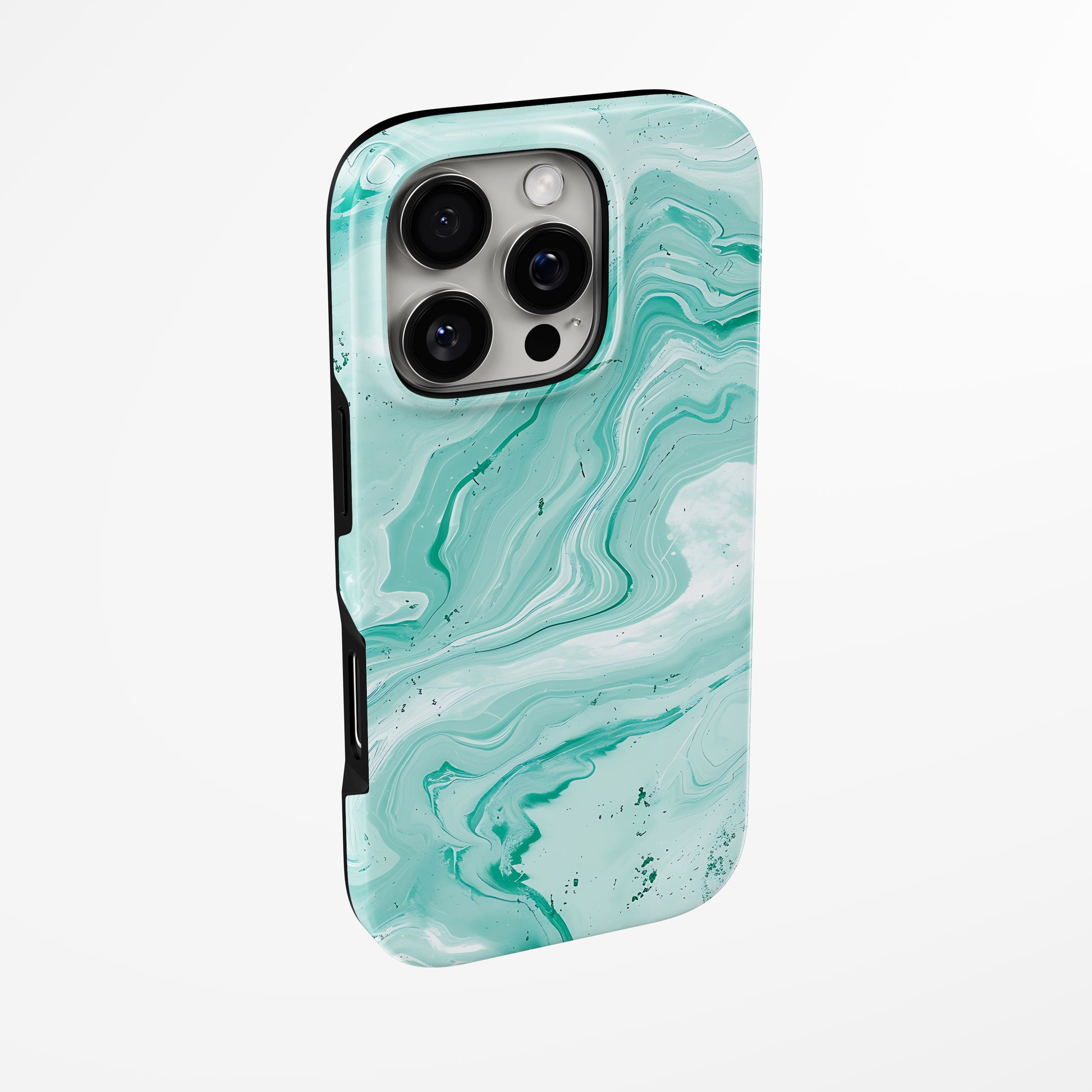 Side view of shell cover with design of  Mint Flow Magsafe Iphone Tough Case by Marivor