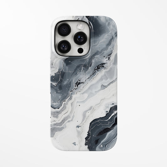 Front view of light-grey Monochrome Drift MagSafe iPhone Tough Case by Marivor