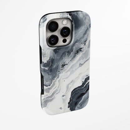 Side view of shell cover with design of  Monochrome Drift Magsafe Iphone Tough Case by Marivor