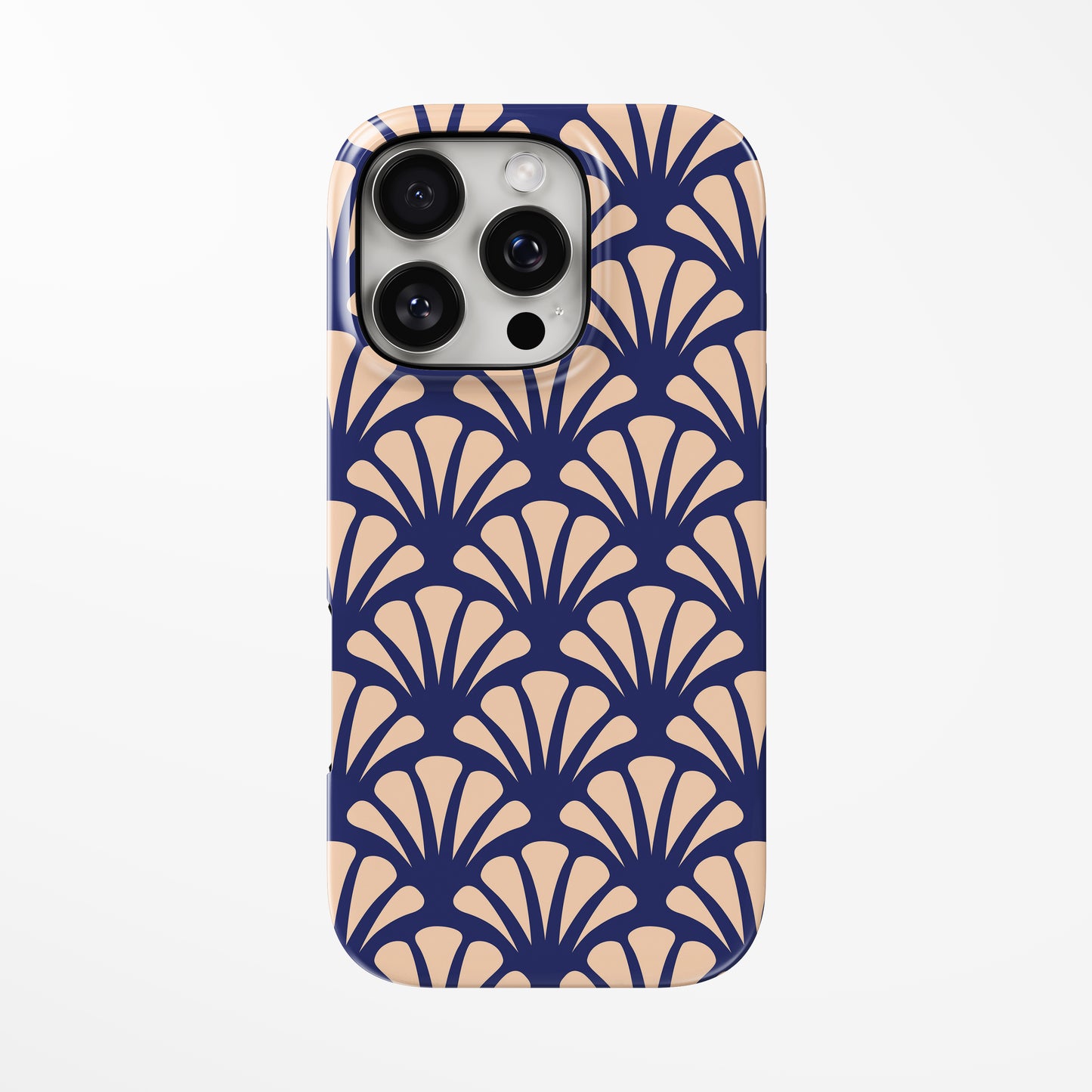 Front view of navy; light-brown Navy Bloom MagSafe iPhone Tough Case by Marivor