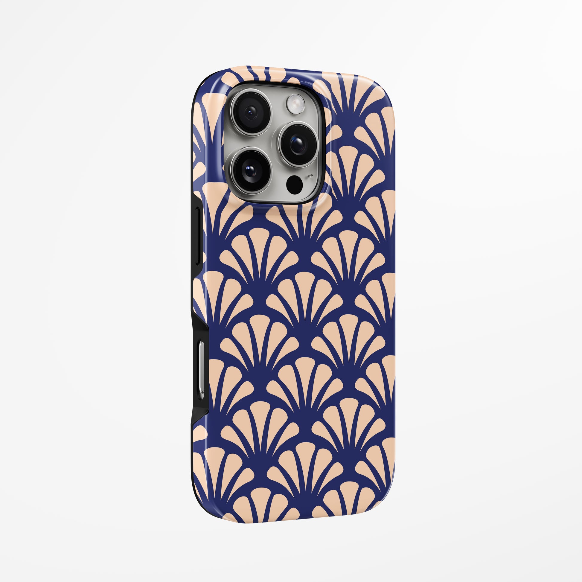 Unlock and capture buttons with  Navy Bloom Magsafe Iphone Tough Case by Marivor