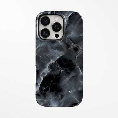 Front view of black Nebula Stone MagSafe iPhone Tough Case by Marivor