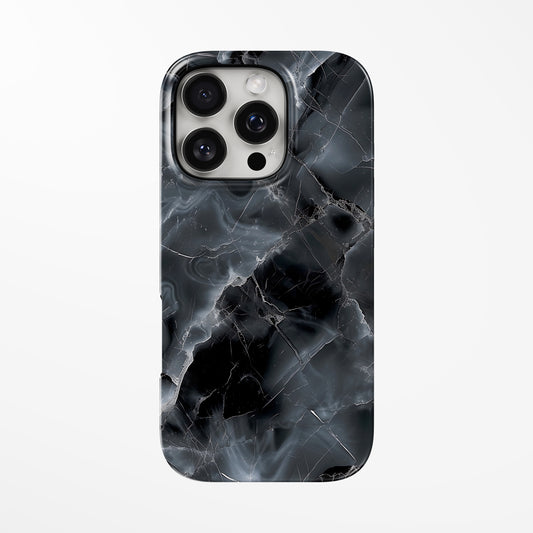 Front view of black Nebula Stone MagSafe iPhone Tough Case by Marivor