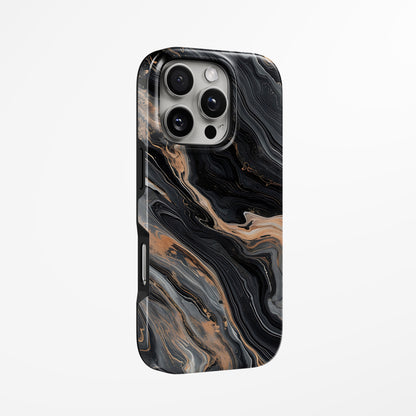 Unlock and capture buttons with  Obsidian Gold Marble Iphone Tough Case by Marivor