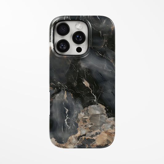 Front view of black Obsidian Terra MagSafe iPhone Tough Case by Marivor