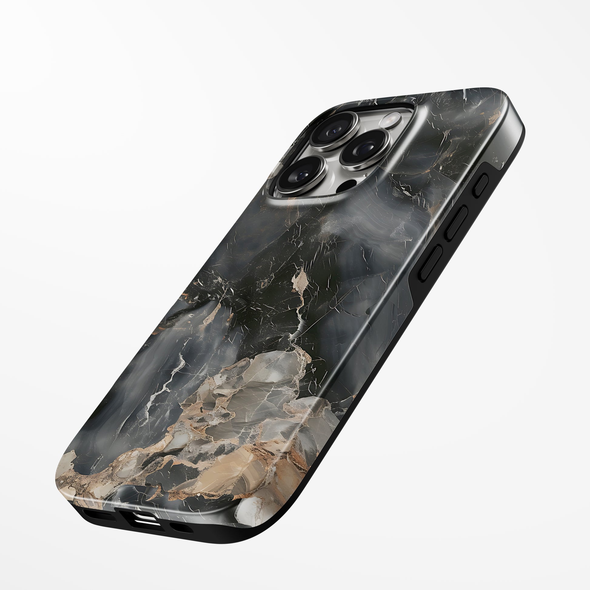 Charging port and volume up/down buttons with  Obsidian Terra Magsafe Iphone Tough Case by Marivor