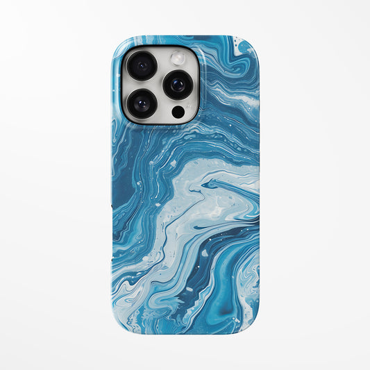 Front view of light-blue Oceanic Whirl MagSafe Tough iPhone Case by Marivor