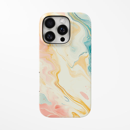 Front view of multicolor; pink Pastel Glow MagSafe iPhone Tough Case by Marivor