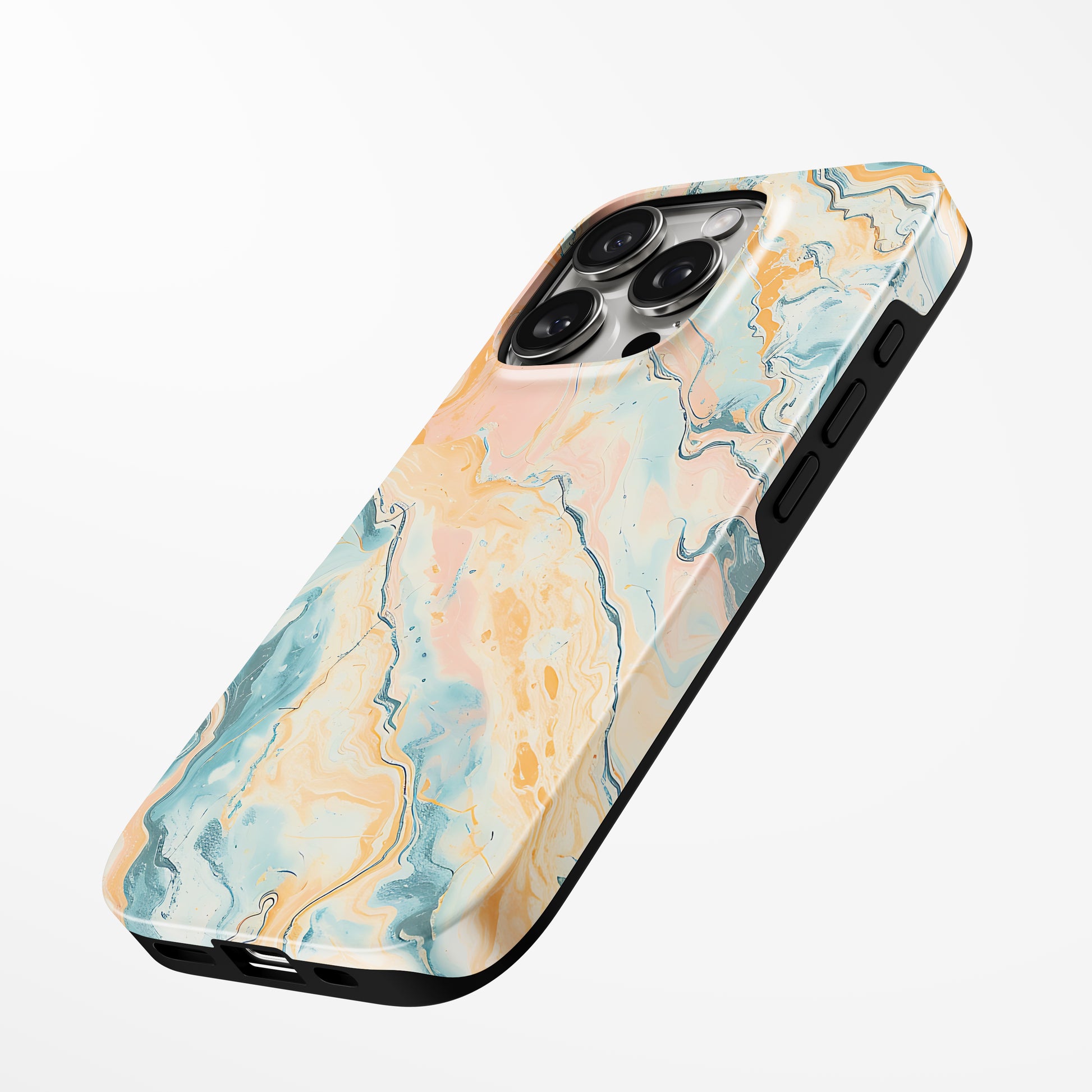 Side view of shell cover with design of  Pastel Horizon Magsafe Iphone Tough Case by Marivor