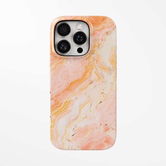 Front view of pink; orange Peach Mirage MagSafe Tough iPhone Case by Marivor