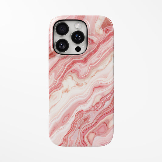 Front view of pink Pink Agate Swirl iPhone Tough Case by Marivor