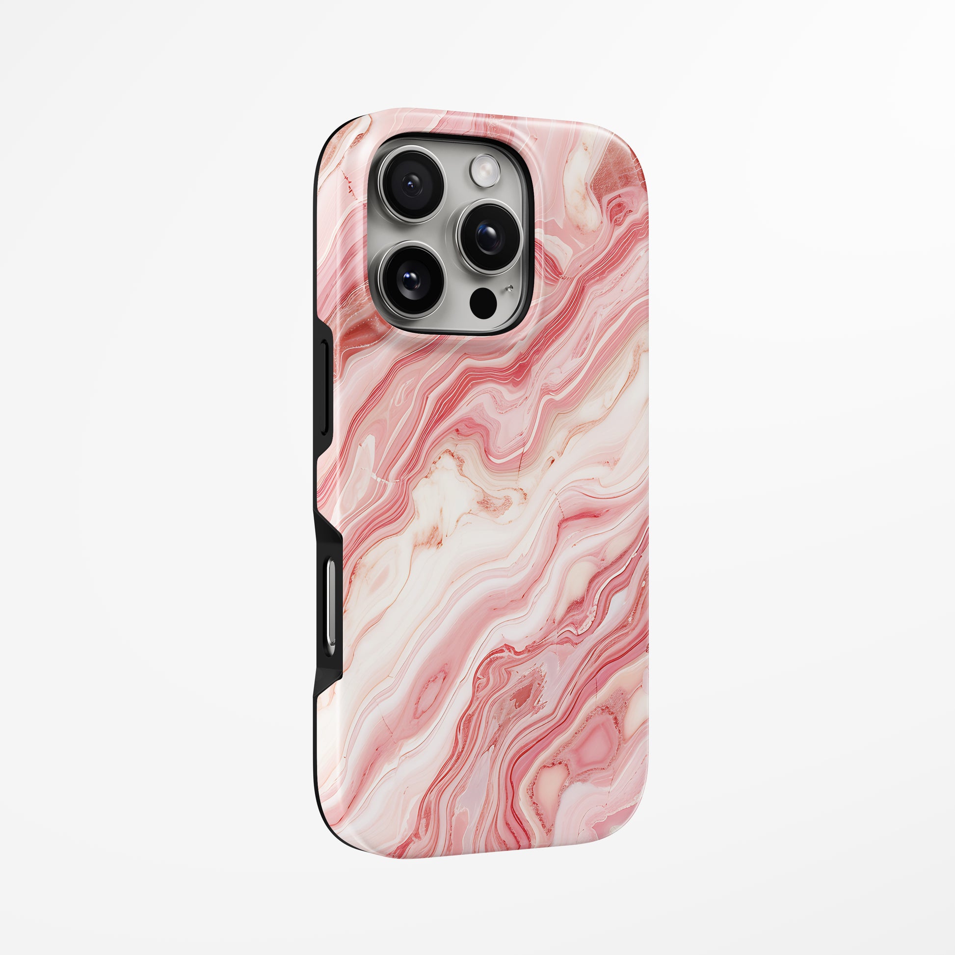 Unlock and capture buttons with  Pink Agate Swirl Iphone Tough Case by Marivor