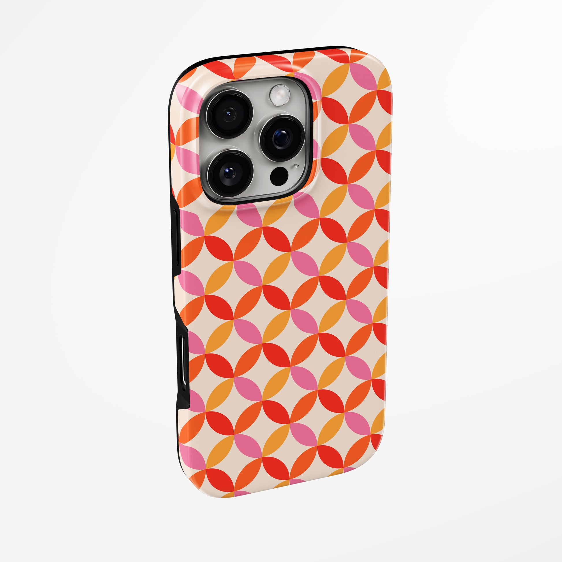Side view of shell cover with design of  Pink Heatwave Magsafe Iphone Tough Case by Marivor