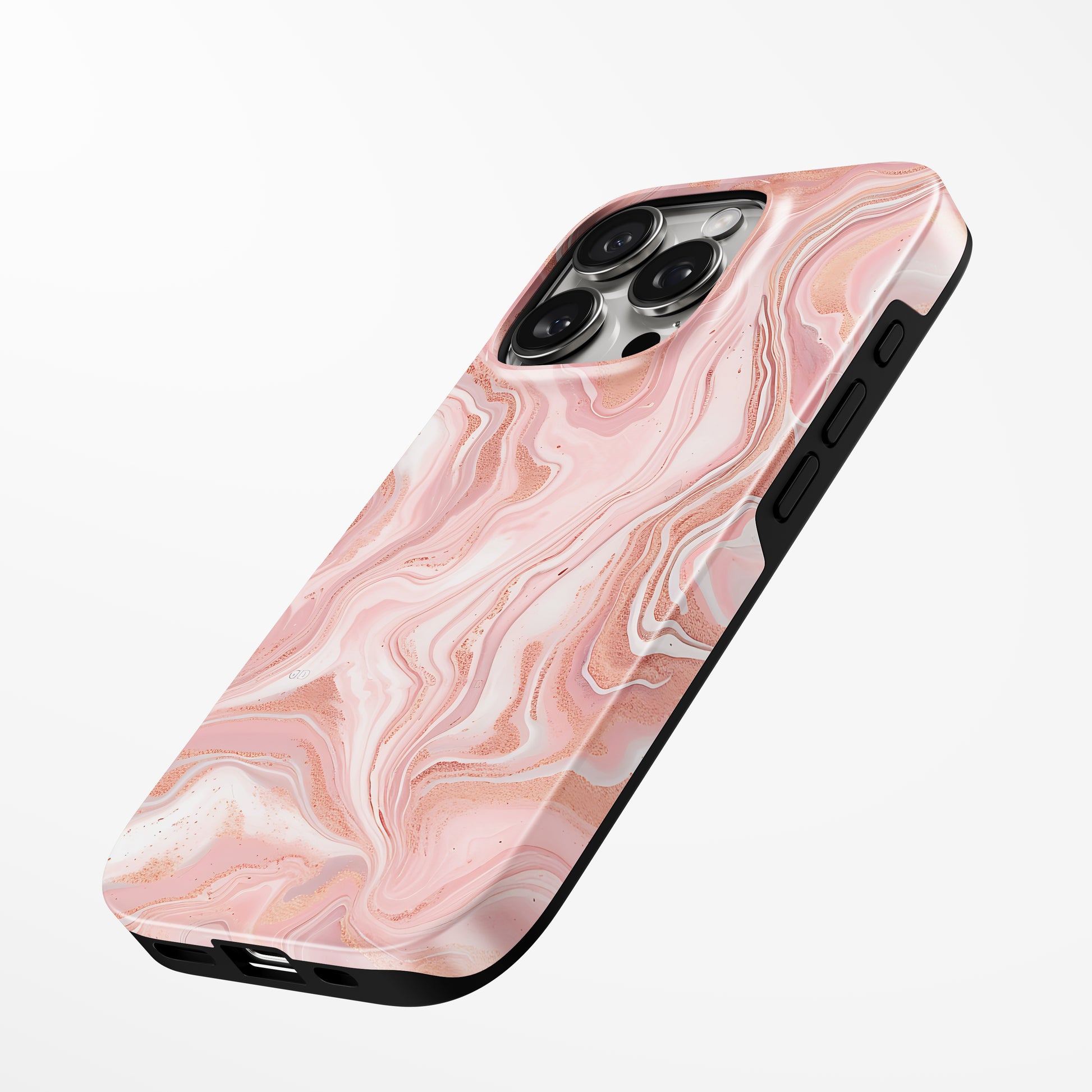 Charging port and volume up/down buttons with  Pink Mirage Magsafe Iphone Tough Case by Marivor