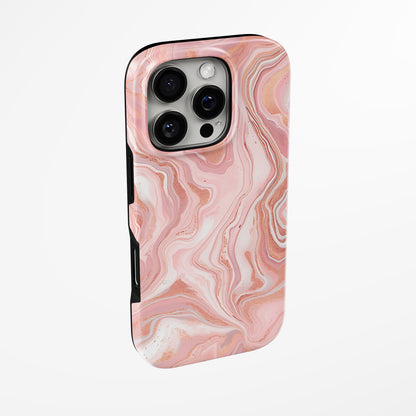 Side view of shell cover with design of  Pink Mirage Magsafe Iphone Tough Case by Marivor