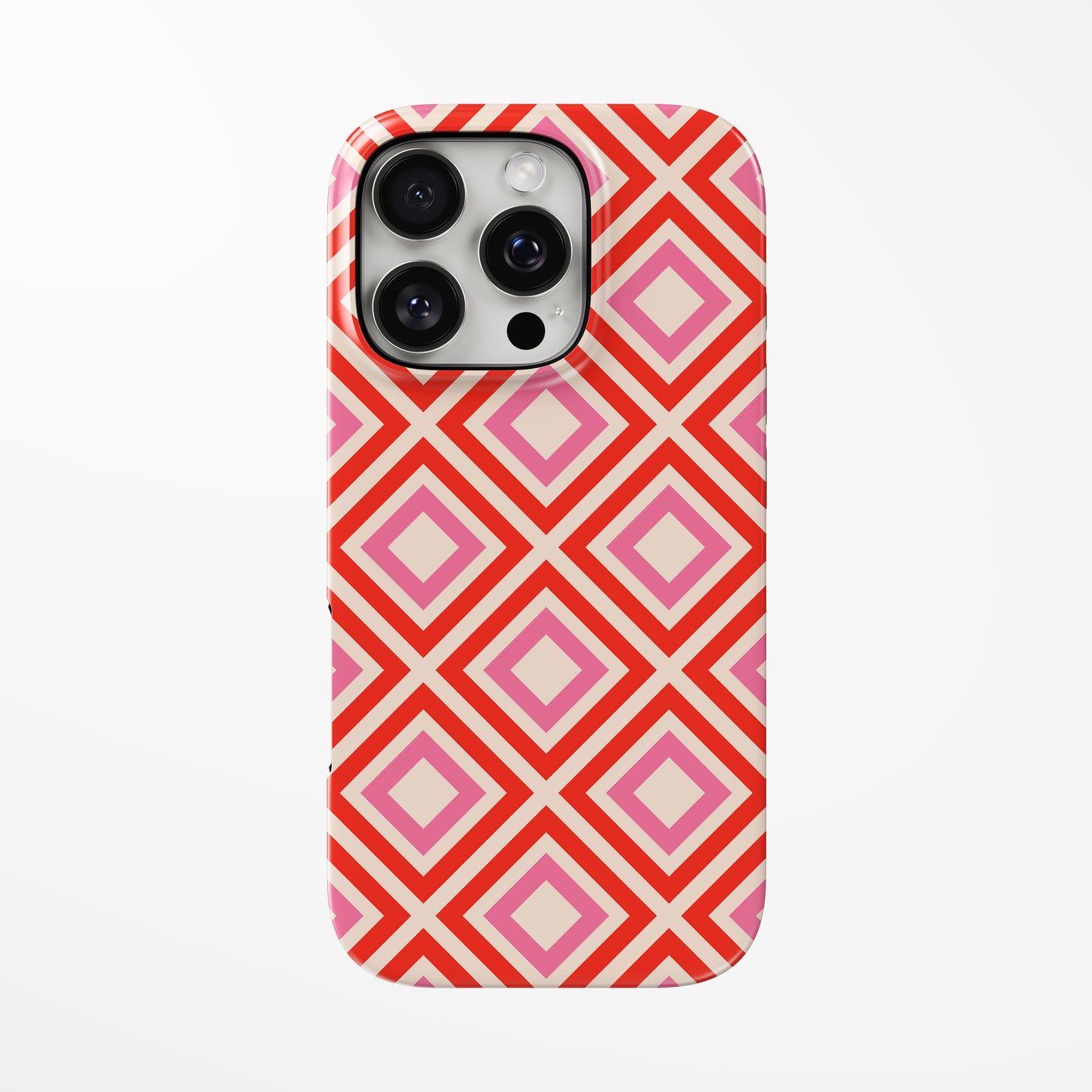 Front view of geometric Pink Prism MagSafe iPhone Tough Case by Marivor