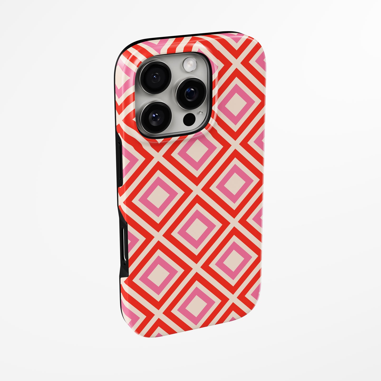 Side view of shell cover with design of  Pink Prism Magsafe Iphone Tough Case by Marivor