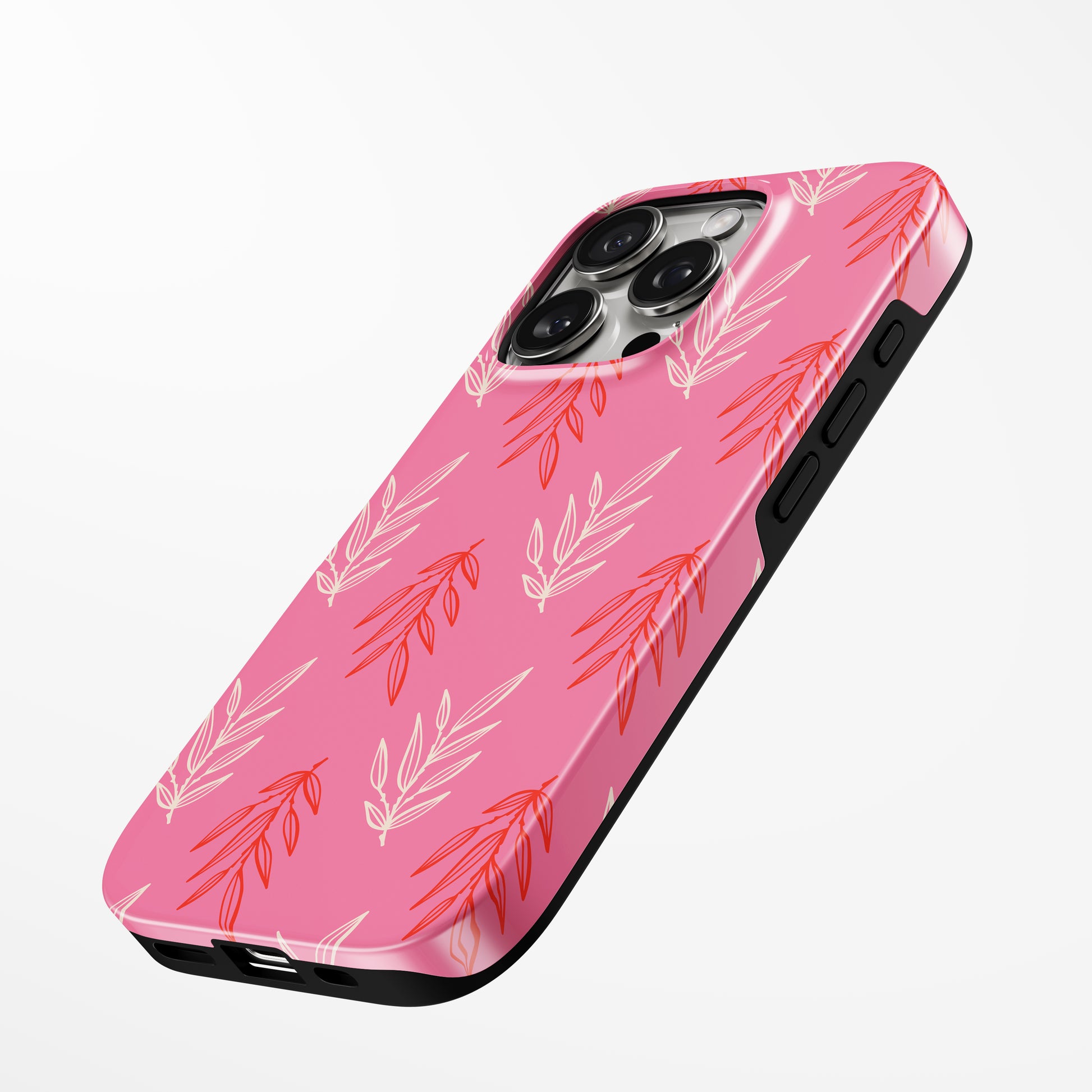 Charging port and volume up/down buttons with  Pink Reverie Magsafe Iphone Tough Case by Marivor