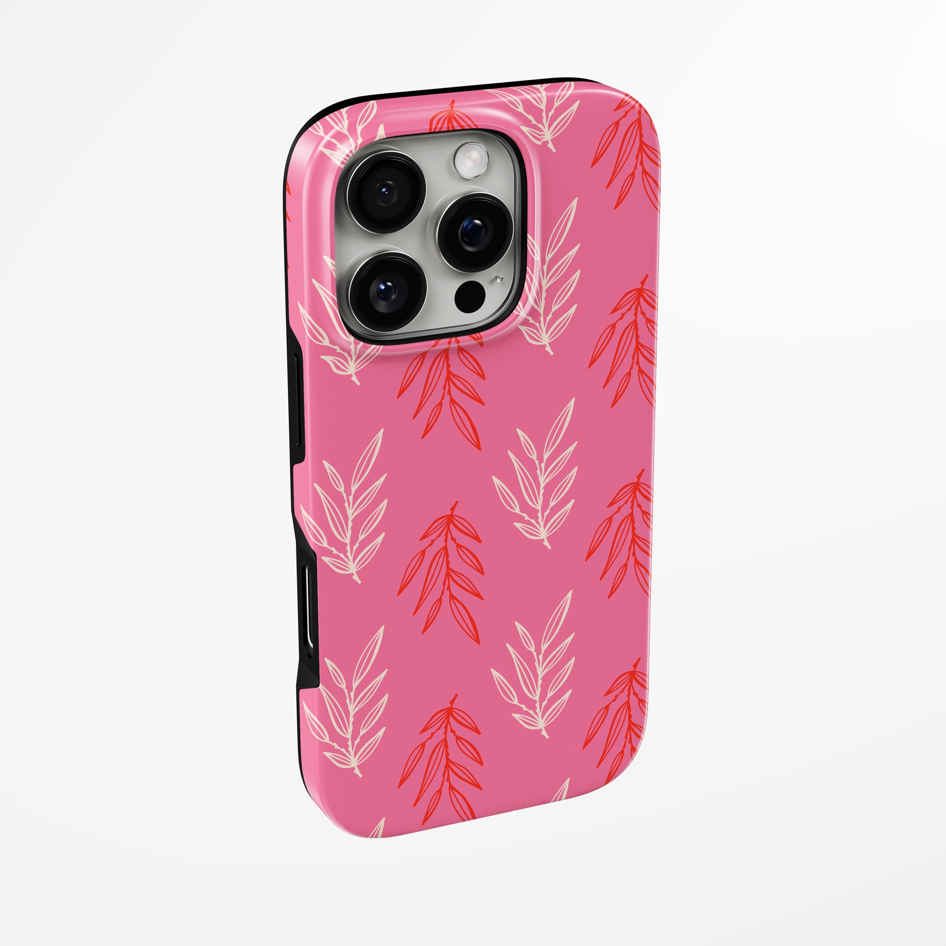 Side view of shell cover with design of  Pink Reverie Magsafe Iphone Tough Case by Marivor