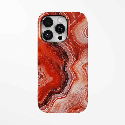 Front view of red Red Abyss MagSafe Tough iPhone Case by Marivor