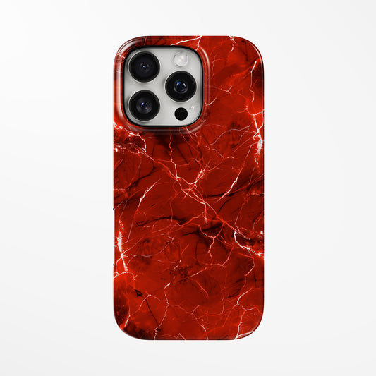 Front view of dark-red; red Red Pulse MagSafe Tough iPhone Case by Marivor